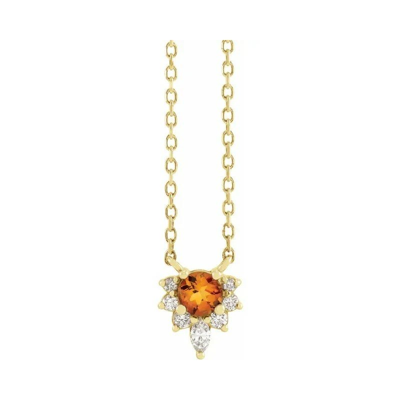 Natural Citrine Diamond Necklace